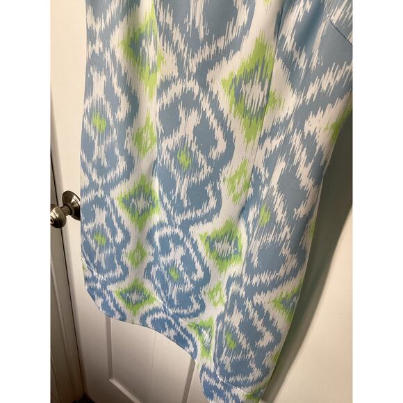 Gretchen Scott Women Isosceles Dress Kitt Ikat Periwinkle Summer Blue Lime Small - Picture 4 of 11